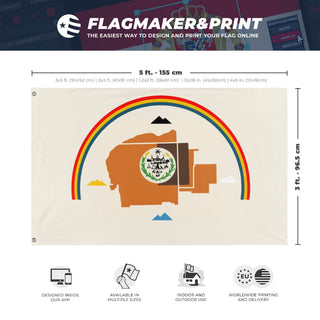 A mockup depicting custom flag specifications and measurements for 'Najavo Nation Flag'