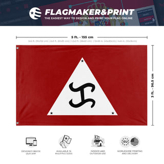 A mockup depicting custom flag specifications and measurements for 'National Magdalo Katipunan Organiztion Offical flag'