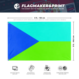 A mockup depicting custom flag specifications and measurements for 'Nature Czech flag'