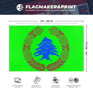 A mockup depicting custom flag specifications and measurements for 'Nature flag'