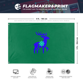 A mockup depicting custom flag specifications and measurements for 'Nature flag'