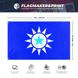 A mockup depicting custom flag specifications and measurements for 'New Taiwanese  flag'
