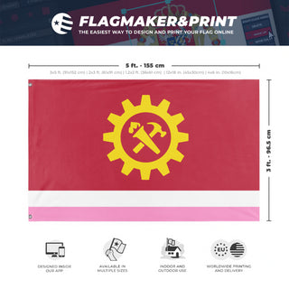 A mockup depicting custom flag specifications and measurements for 'Newfoundlandsyn flag'