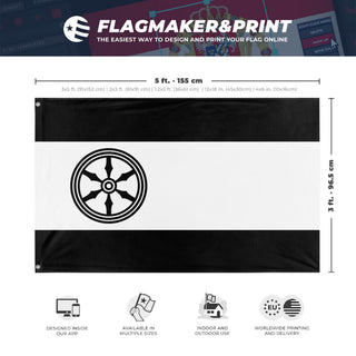 A mockup depicting custom flag specifications and measurements for 'Osnabrück Flag'