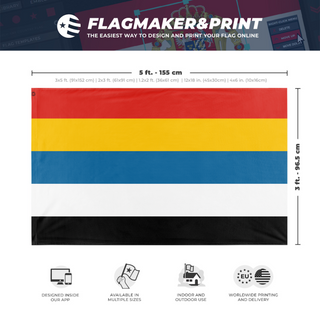 A mockup depicting custom flag specifications and measurements for 'Republic of China 1912-1928 flag'