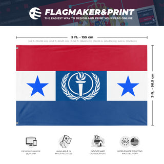 A mockup depicting custom flag specifications and measurements for 'Republic of the fatherland flag'