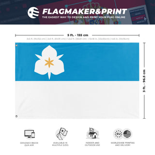 A mockup depicting custom flag specifications and measurements for 'Salt Lake City Flag'