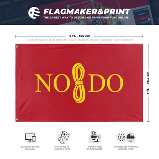 A mockup depicting custom flag specifications and measurements for 'Seville City Flag'