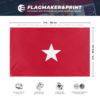 A mockup depicting custom flag specifications and measurements for 'Sibley flag'
