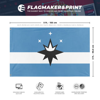 A mockup depicting custom flag specifications and measurements for 'Springfield City Flag'