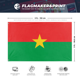 A mockup depicting custom flag specifications and measurements for 'T flag'
