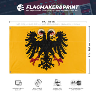 A mockup depicting custom flag specifications and measurements for 'Tali flag'