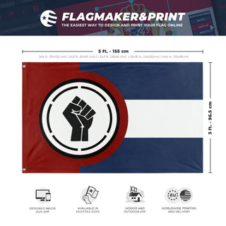 A mockup depicting custom flag specifications and measurements for 'Thrawn's Empire flag'