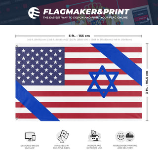A mockup depicting custom flag specifications and measurements for 'USI flag'