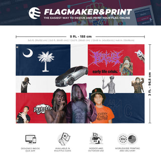 A mockup depicting custom flag specifications and measurements for 'Underground  flag'