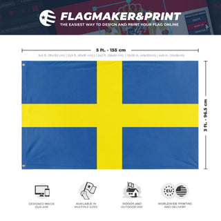 A mockup depicting custom flag specifications and measurements for 'Verona City Flag'