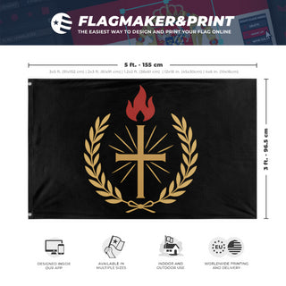 A mockup depicting custom flag specifications and measurements for 'Vexism flag'