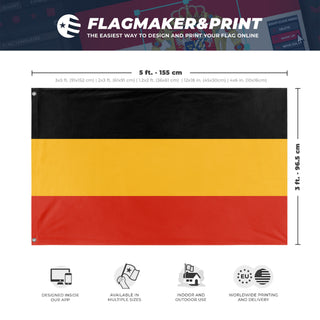 A mockup depicting custom flag specifications and measurements for 'Vocabian flag'