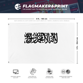 A mockup depicting custom flag specifications and measurements for 'afghanistan flag'