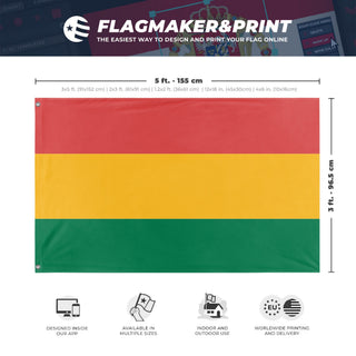 A mockup depicting custom flag specifications and measurements for 'bolivia flag'