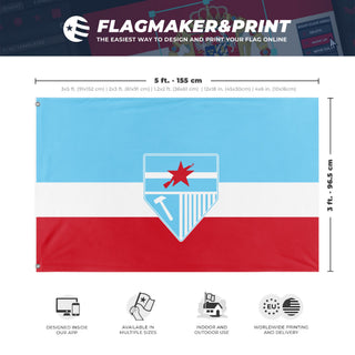 A mockup depicting custom flag specifications and measurements for 'bremar flag'