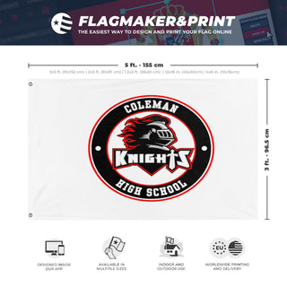 A mockup depicting custom flag specifications and measurements for 'cm flag'