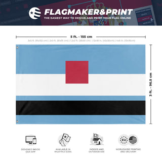 A mockup depicting custom flag specifications and measurements for 'cunt flag'