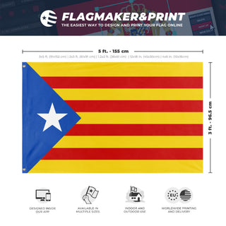 A mockup depicting custom flag specifications and measurements for 'estelada flag'