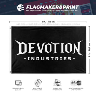 A mockup depicting custom flag specifications and measurements for 'f flag'