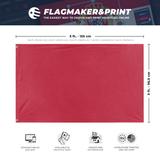 A mockup depicting custom flag specifications and measurements for 'gd flag'