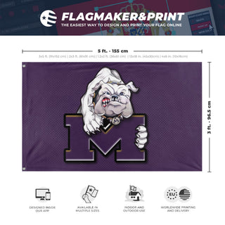 A mockup depicting custom flag specifications and measurements for 'midland high flag'