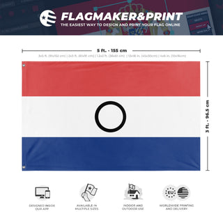 A mockup depicting custom flag specifications and measurements for 'paraguay flag'