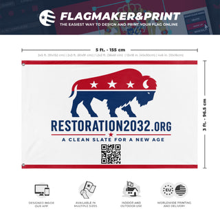 A mockup depicting custom flag specifications and measurements for 'res flag'