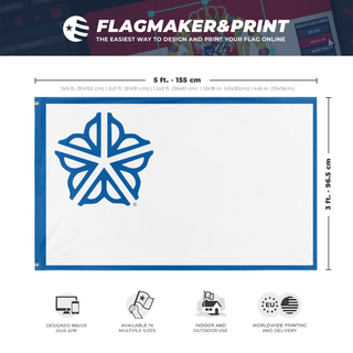 A mockup depicting custom flag specifications and measurements for 'rr flag'