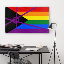 Load image into Gallery viewer, Queer Anarchism Rainbow Pride flag (Rhiza Stirning)