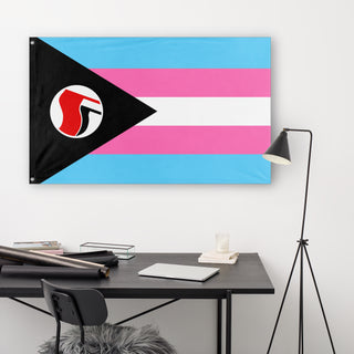 Trans Antifa Black Triangle Pride flag (Rhiza Stirning)