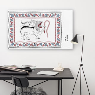 A lifestyle mockup of the custom flag 'test flag' in a white office room