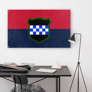 A lifestyle mockup of the custom flag '99th RD  flag' in a white office room