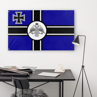 A lifestyle mockup of the custom flag 'IGL flag' in a white office room