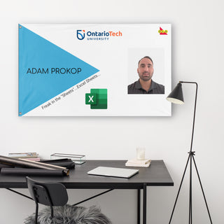 A lifestyle mockup of the custom flag 'Prokop flag' in a white office room