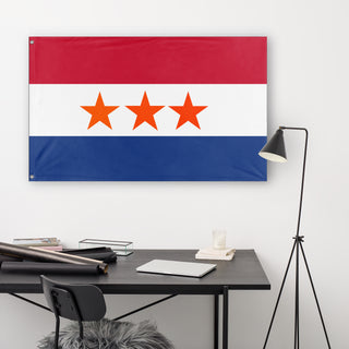 A lifestyle mockup of the custom flag 'afghanistan flag' in a white office room