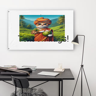 A lifestyle mockup of the custom flag 'testing  flag' in a white office room