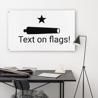 A lifestyle mockup of the custom flag 'testing  flag' in a white office room