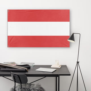 A lifestyle mockup of the custom flag 'undefined flag' in a white office room