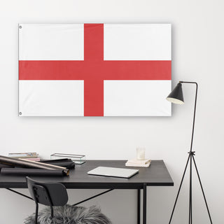 A lifestyle mockup of the custom flag 'undefined flag' in a white office room