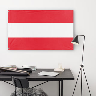A lifestyle mockup of the custom flag 'undefined flag' in a white office room