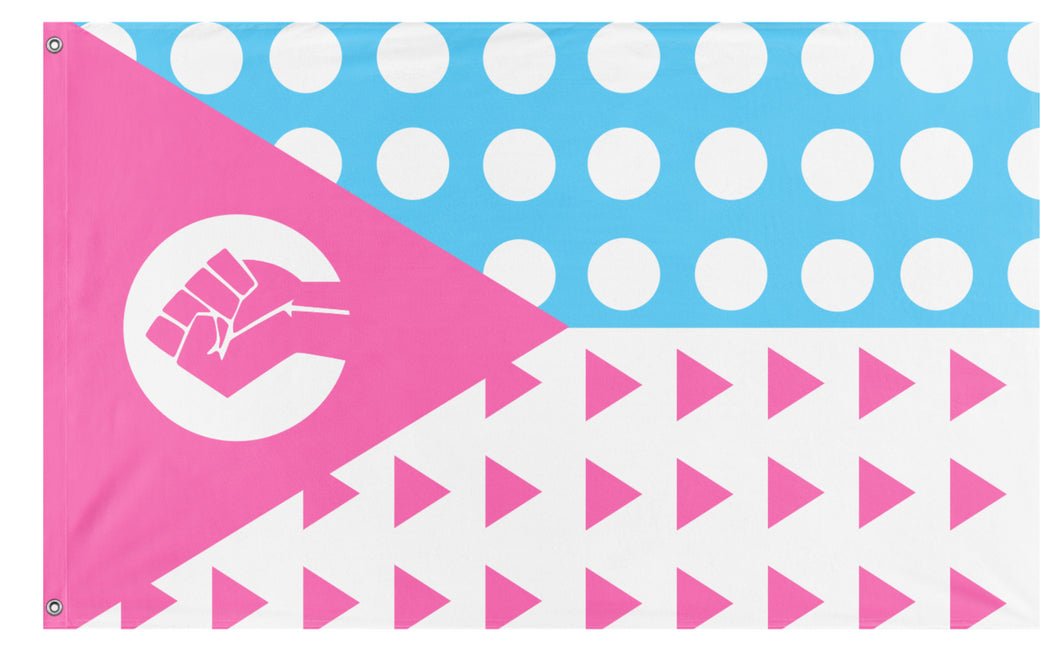 Radical Pink Triangle Trans Polka Dot Pride flag (Rhiza)