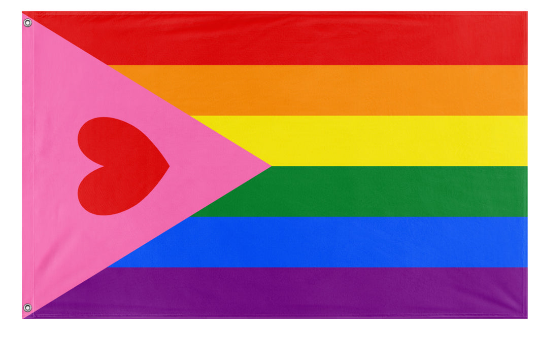 Heart in Pink Triangle Pride flag (Rhiza)