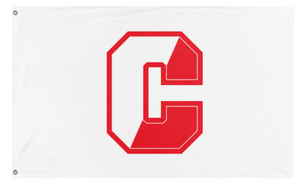 Plain white flag with the Archbishop Carroll (C) logo flag (Joshua Orkin)