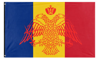 Romanian flag with Orthodox Aquila flag (Corneliu Legionar Sisu)